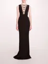 Marchesa Jewel Embellished Column Gown In Black