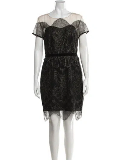 Pre-owned Marchesa Lace Pattern Knee-length Dress In Black
