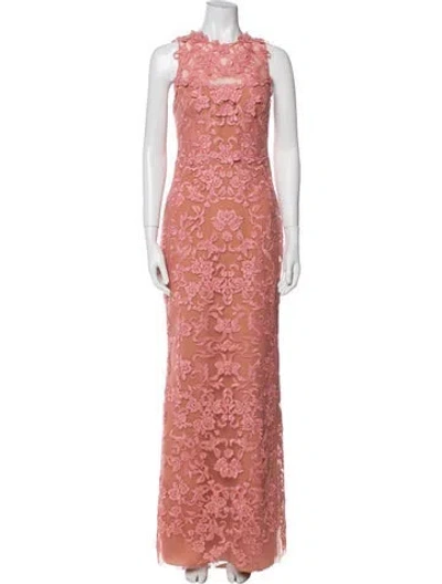 Pre-owned Marchesa Lace Pattern Long Dress W/ Tags In Pink