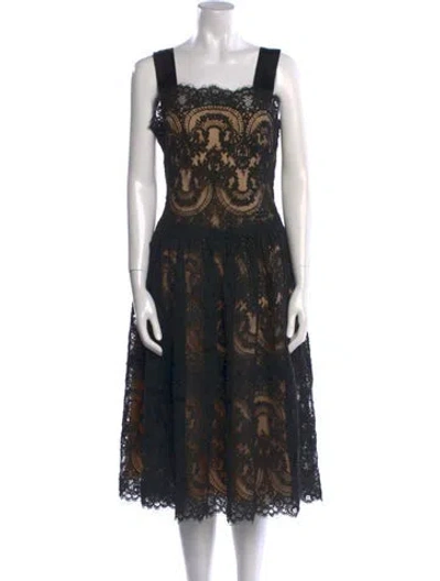 Pre-owned Marchesa Lace Pattern Midi Length Dress In Blue