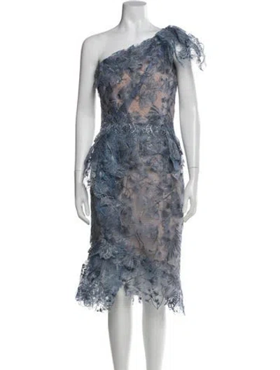 Pre-owned Marchesa Lace Pattern Midi Length Dress In Multi