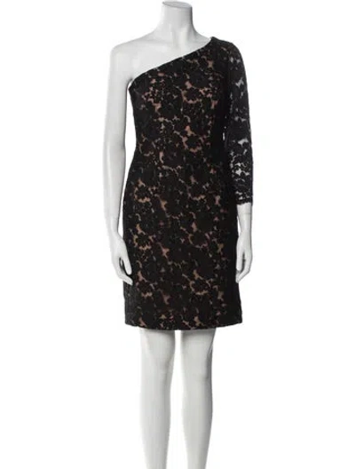 Pre-owned Marchesa Lace Pattern Mini Dress In Black