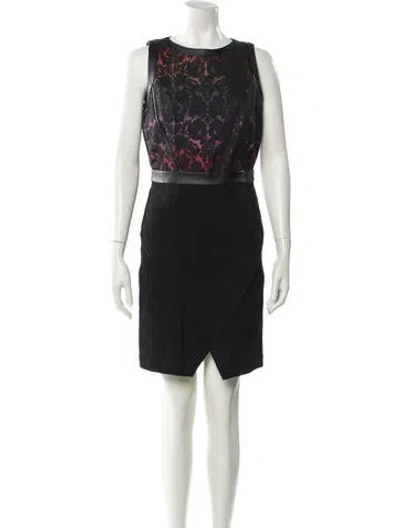 Pre-owned Marchesa Lace Pattern Mini Dress In Black