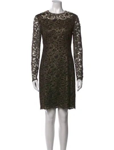 Pre-owned Marchesa Lace Pattern Mini Dress In Black