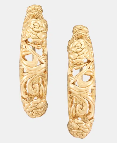 Marchesa Lonna & Lilly Small Puffy Filigree Hoop Earrings, 0.64" In Gold