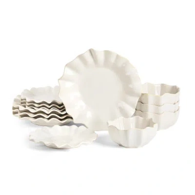 Marchesa Lotus Stoneware 12-piece Dinnerware Set In White