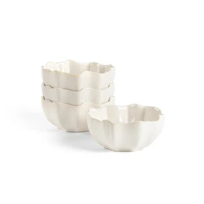 Marchesa Lotus Stoneware Bowl Set Of 4 In White
