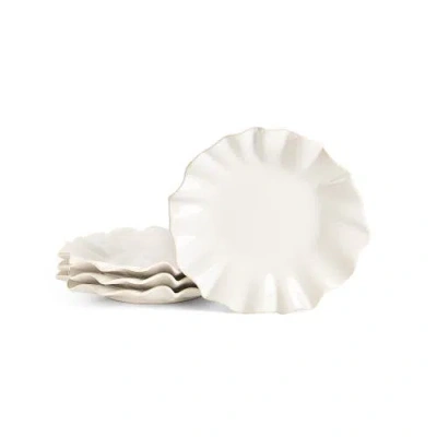 Marchesa Lotus Stoneware Salad Plate Set Of 4 In White