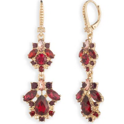 Marchesa Magnificent Magnolia Double Drop Earrings In Red