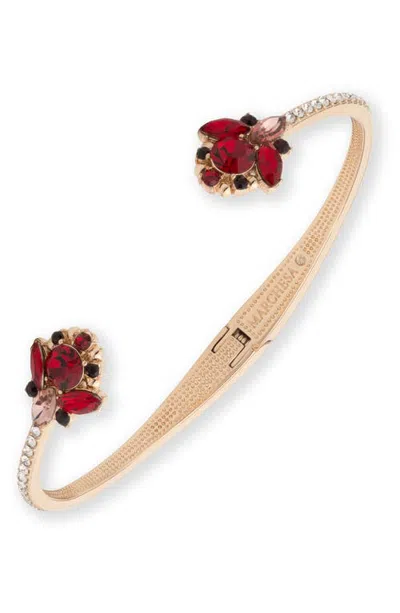 Marchesa Magnificent Magnolia Floral Cuff Bracelet In Red