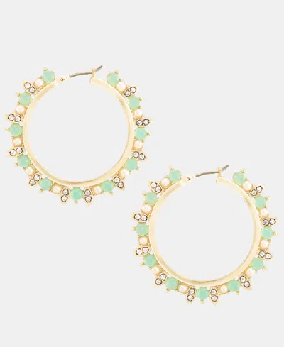 Marchesa Medium Crystal & Imitation Pearl Beaded Hoop Earrings, 1.52" In Multi