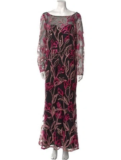 Pre-owned Marchesa Mesh Long Dress In Black