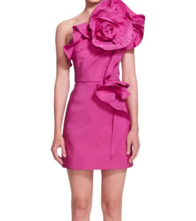 Marchesa Mini Faille Cocktail Dress In Azale In Pink