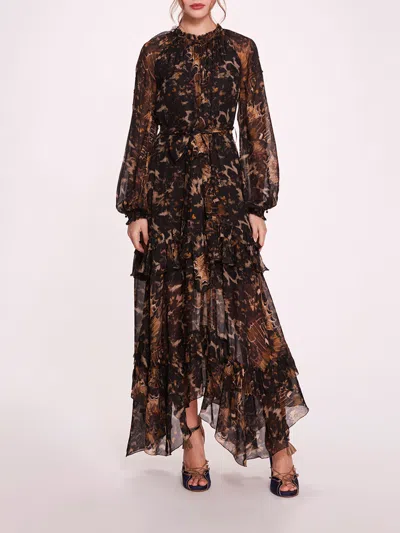 Marchesa Monarch Maxi Dress In Black Multi