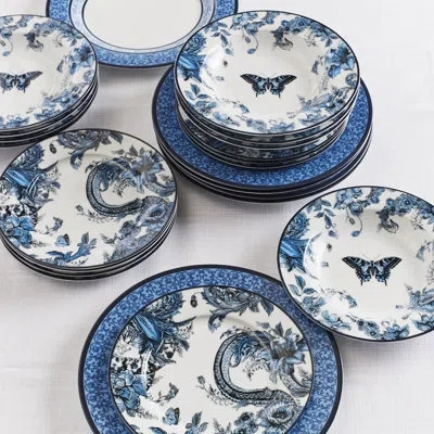 Marchesa Monarcha 4-piece Dinner Plate Set Porcelain In Blue