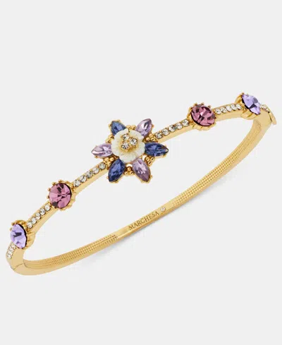 Marchesa Multi-stone Floral Bangle Bracelet In Gold
