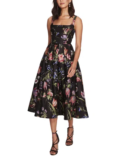 Marchesa Notte Alex Midi Dress In Black