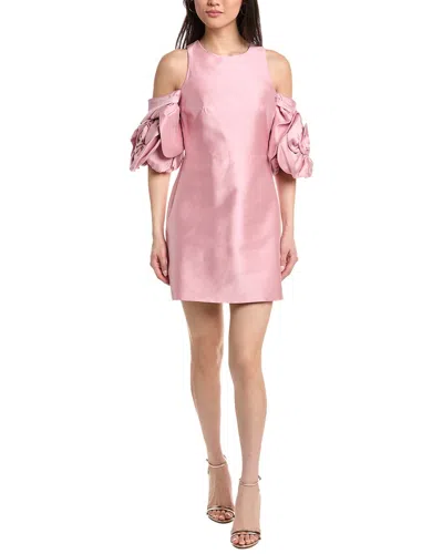 Marchesa Notte A-line Silk-blend Mikado Mini Dress In Pink