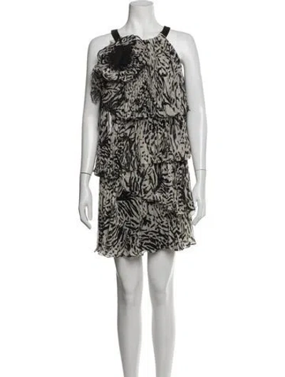 Pre-owned Marchesa Notte Animal Print Mini Dress In Neutrals