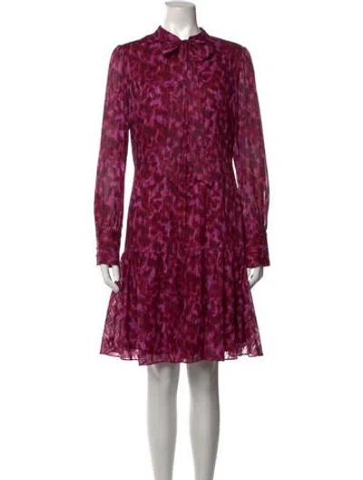 Pre-owned Marchesa Notte Animal Print Mini Dress In Purple