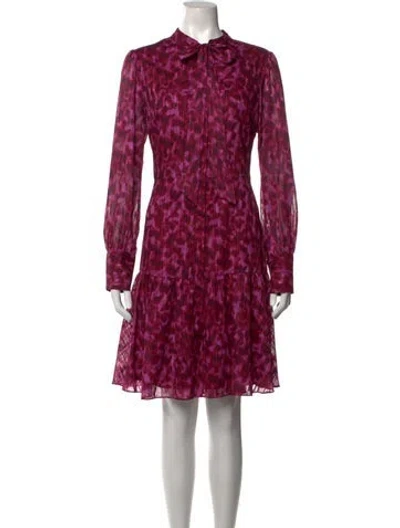 Pre-owned Marchesa Notte Animal Print Mini Dress In Purple