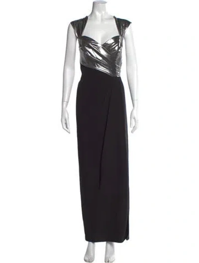 Pre-owned Marchesa Notte Asymmetrical Long Dress In Black/metallic