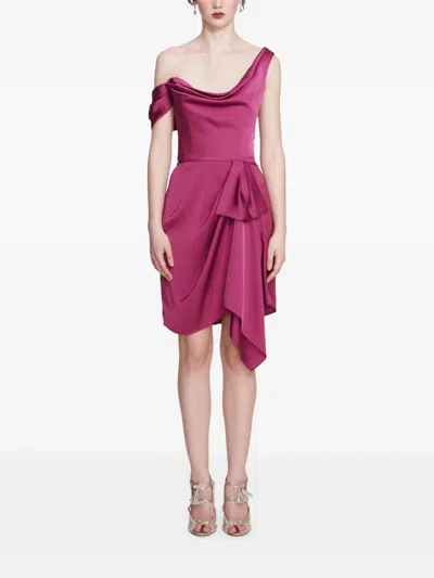 Marchesa Notte Asymmetrical Satin Mini Dress