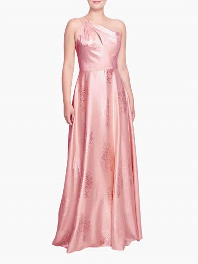 Marchesa Notte Barletta One Shoulder Maxi Gown In Rose In Pink