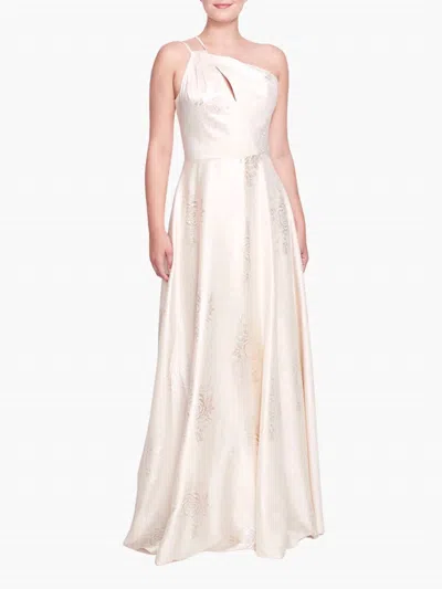 Marchesa Notte Barletta One-shoulder Maxi Gown In Champagne In Pink