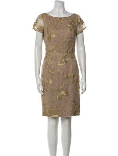 Pre-owned Marchesa Notte Bateau Neckline Knee-length Dress In Multi