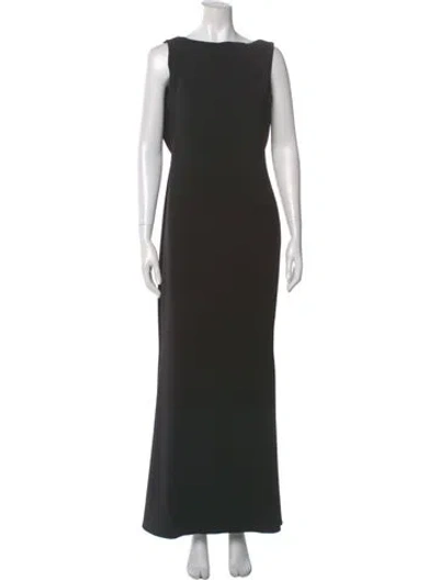 Pre-owned Marchesa Notte Bateau Neckline Long Dress In Black