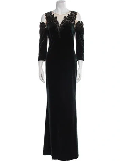 Pre-owned Marchesa Notte Bateau Neckline Long Dress In Multi