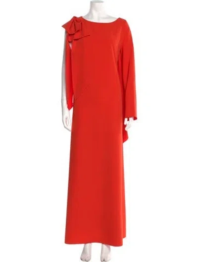 Pre-owned Marchesa Notte Bateau Neckline Long Dress In Orange
