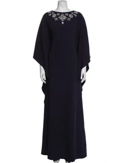 Pre-owned Marchesa Notte Bateau Neckline Long Dress In Purple