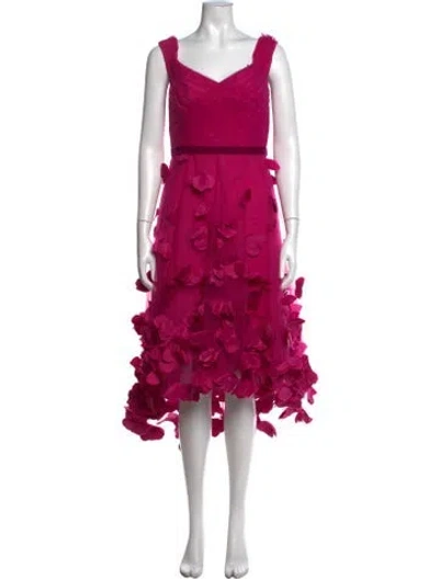 Pre-owned Marchesa Notte Bateau Neckline Mini Dress In Pink