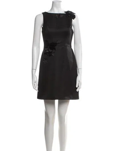 Pre-owned Marchesa Notte Bateau Neckline Mini Dress W/ Tags In Black
