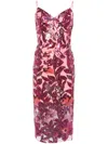 Marchesa Notte Botanical Sequin-embellished Dress In Pink