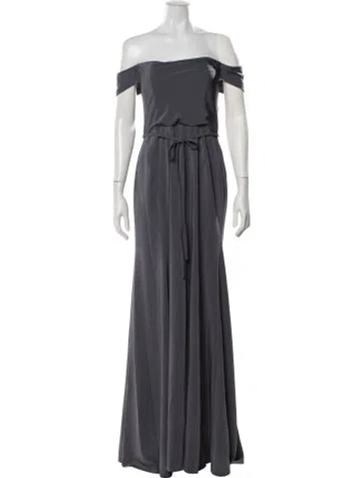Pre-owned Marchesa Notte Bridesmaid Long Dress In Gray