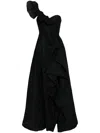 Marchesa Notte One-shoulder Ruffled Cloqué Gown In Black