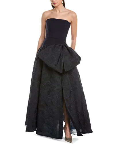 Marchesa Notte Cloque Gown In Black