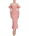 Marchesa Notte Cloque Midi Dress In Pink