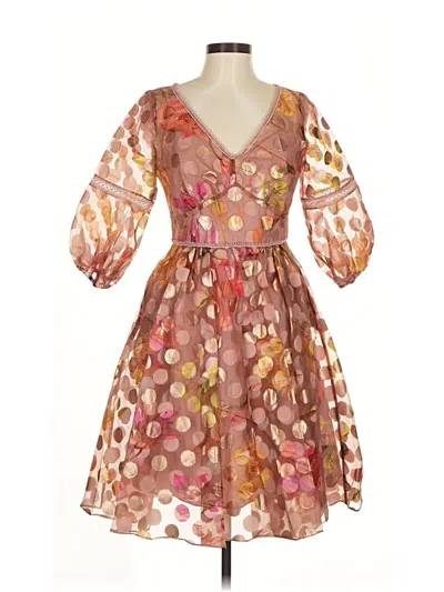 Pre-owned Marchesa Notte Cocktail Dress In Brown