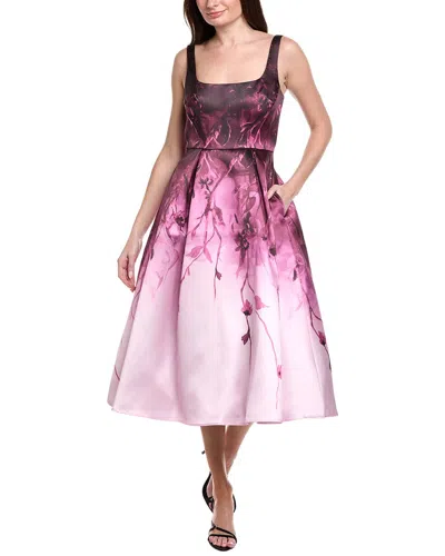 Marchesa Notte Floral-print Mikado Midi Dress In Multi