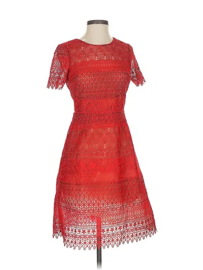 Pre-owned Marchesa Notte Cocktail Dress In Red