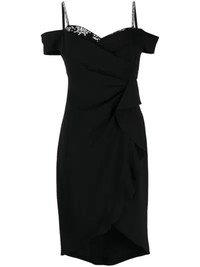 Marchesa Notte Cold-shoulder Ruffled Minidress In Black