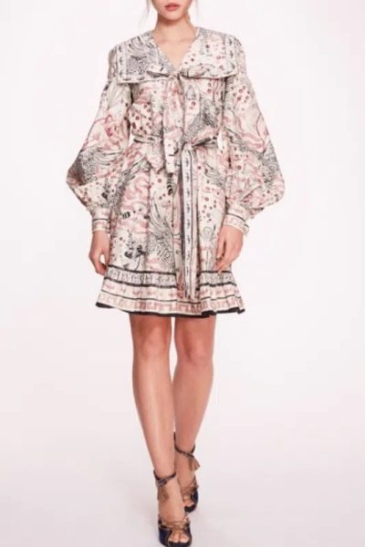 Marchesa Notte Collar Neck Printed Dress In Multi