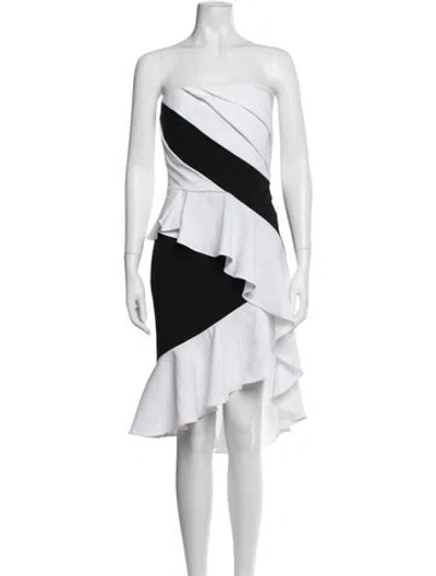 Pre-owned Marchesa Notte Colorblock Pattern Knee-length Dress W/ Tags In Black/white