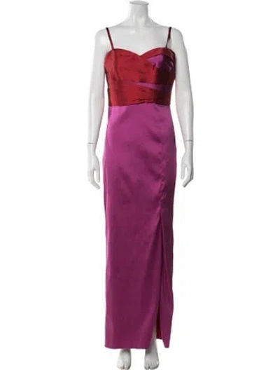 Pre-owned Marchesa Notte Colorblock Pattern Long Dress In Pink