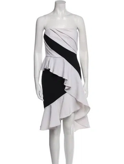 Pre-owned Marchesa Notte Colorblock Pattern Mini Dress In Black