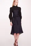 Shop Marchesa Notte Cotton & Denim Midi Dress In Multi